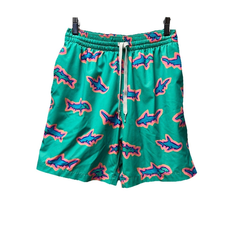 Chubbies Men's S Green The Apex Swimmer Trunks Shorts Hammerhead Sharks Neon Y2K